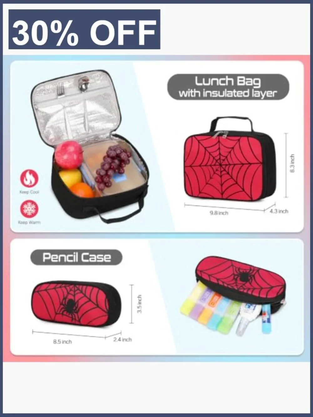 3-in-1 Kids Backpack Set with Lunch Bag & Pencil Pouch, Waterproof, USB Port